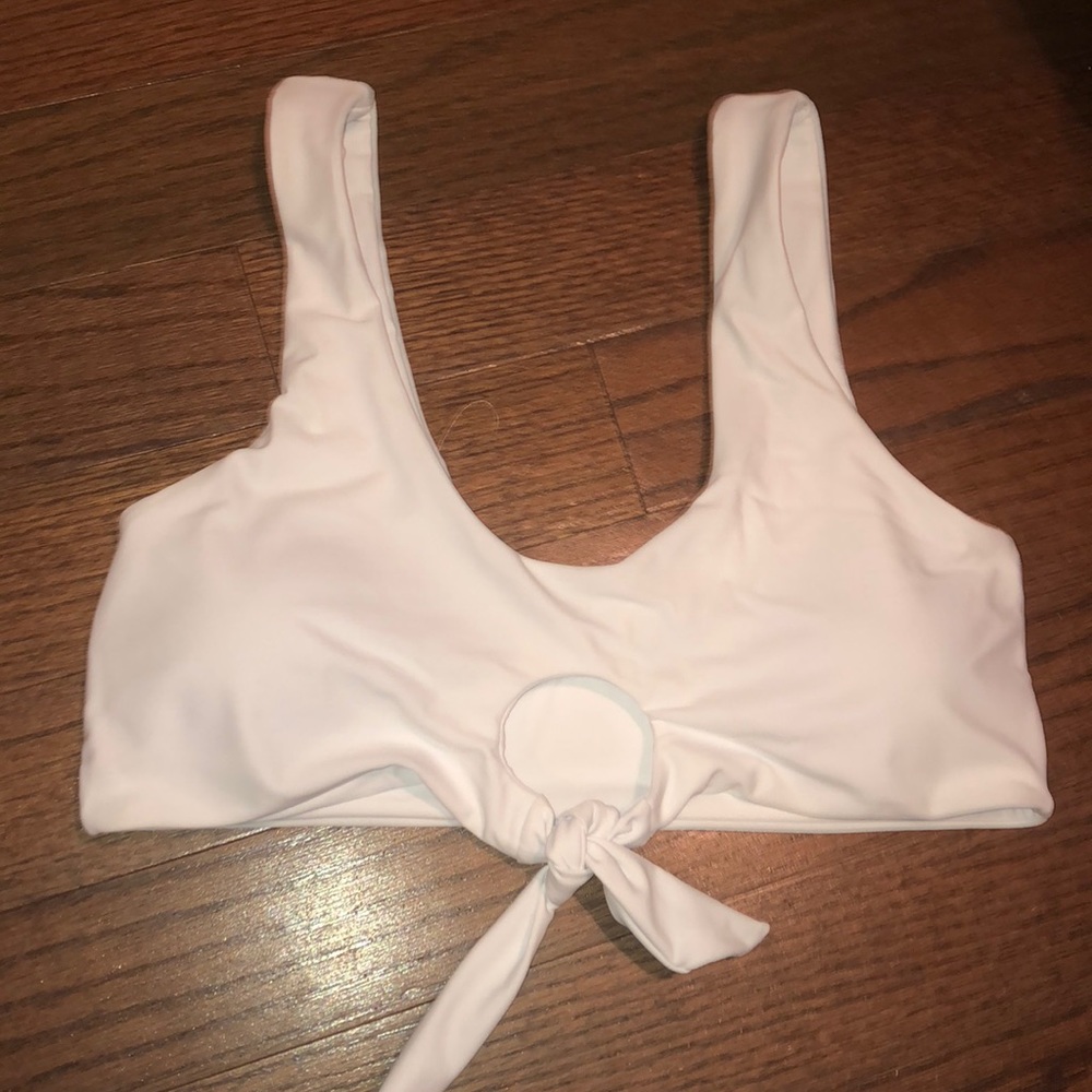 White front tie bikini top